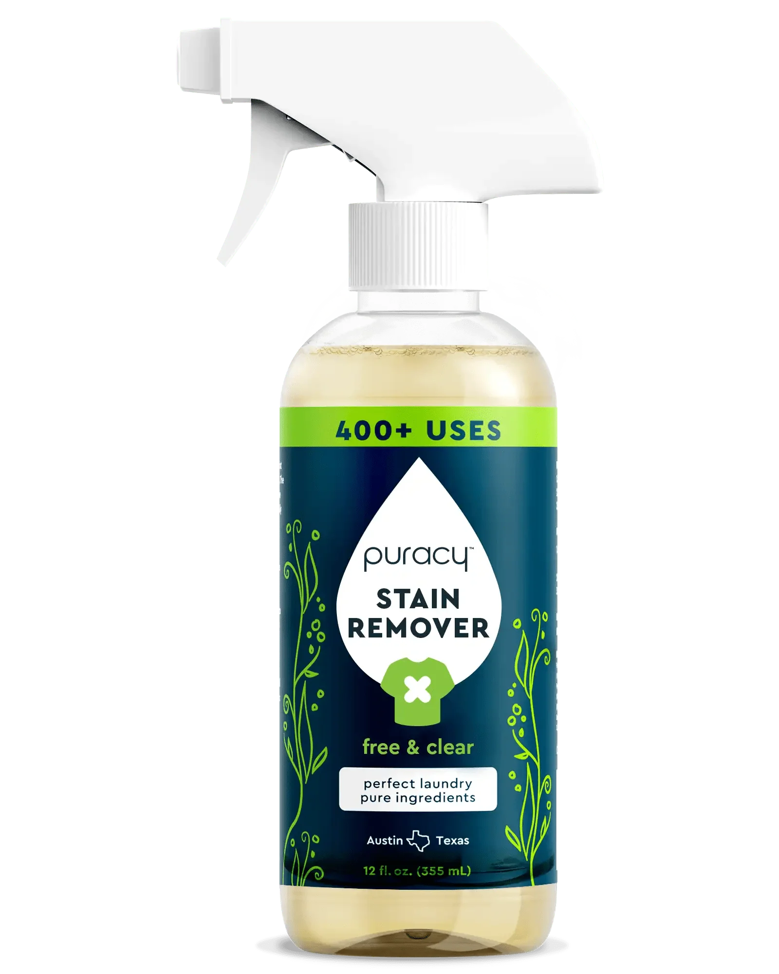 Trial: Laundry Stain Remover spray, plant-based, 400+ uses, stylish plant design on the bottle.